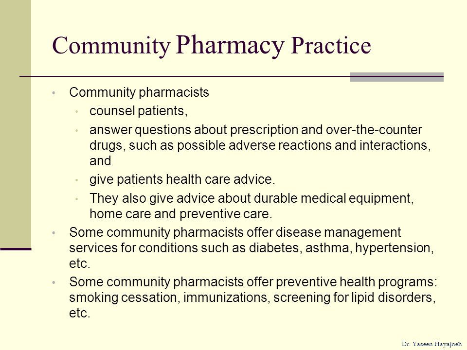 M.Sc. in Community Pharmacy